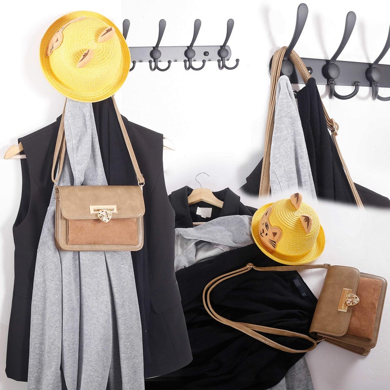 WEBI Coat Rack Wall Mount Long,8 Tri Hooks for Hanging Coats,30 inch Hook Rack,Hook Rail,Coat Hanger Wall Mount for Clothes,Jacket,Hats,White,2 Packs - Image 4